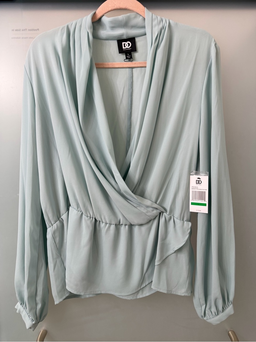 DO Women's Light Sage Draped Wrap Blouse